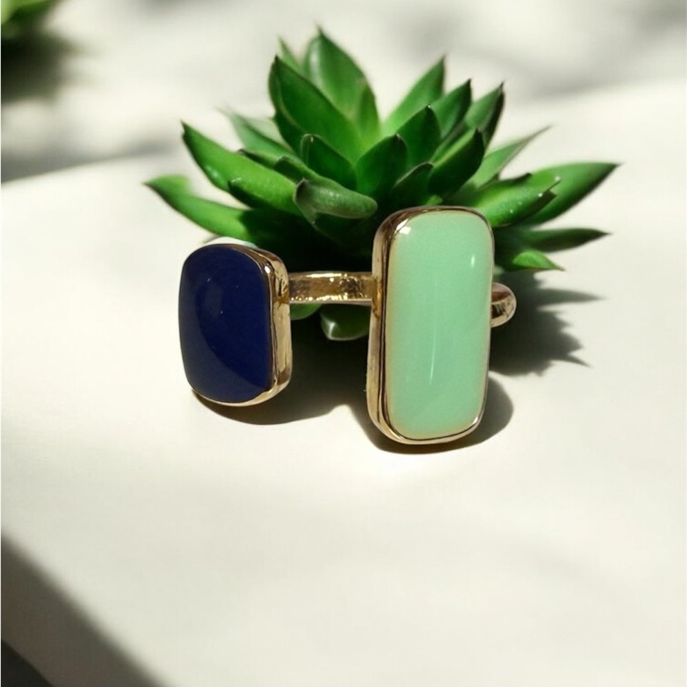Elegant Blue and Mint Statement Cuff Ring